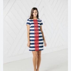 Sail to Sable red white and blue striped dress